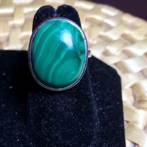 Malachite and Sterling old pawn ring.